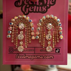 Pink and clear rhinestone earrings, BRAND NEW!